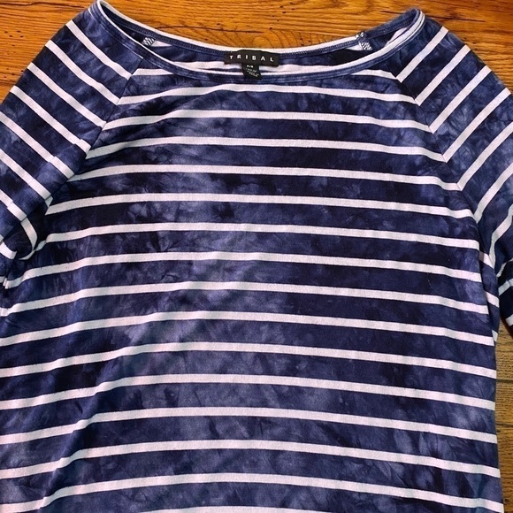 Tribal Shirt Sm. Blue & White Striped & Ti… - Picture 3 of 7